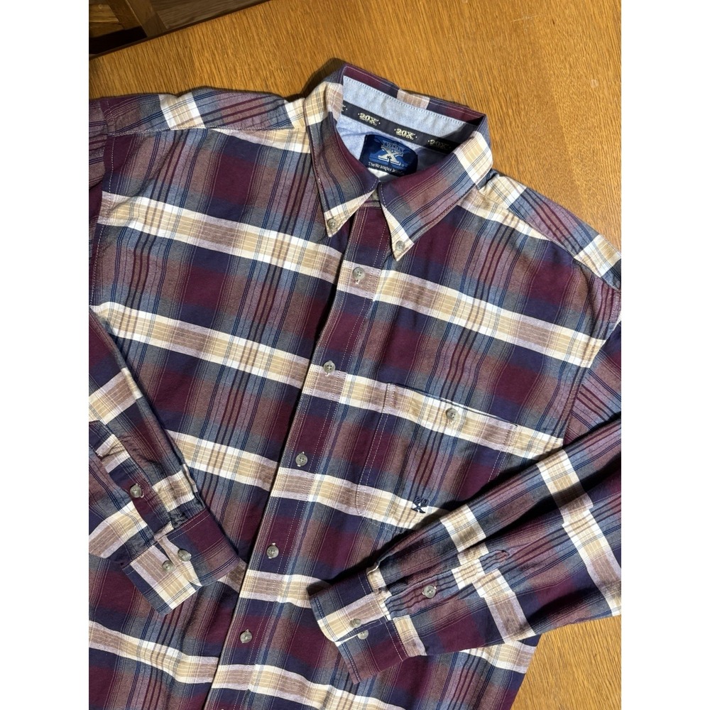 Wrangler 20X Plaid Western Shirt Mens‎ XL Cotton Button Down Long Sleeve